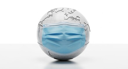 Global Health Crisis: A World Globe Wearing a Surgical Mask Emphasizing Protection