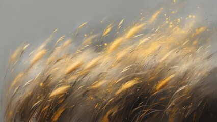 Golden grass field in a light breeze