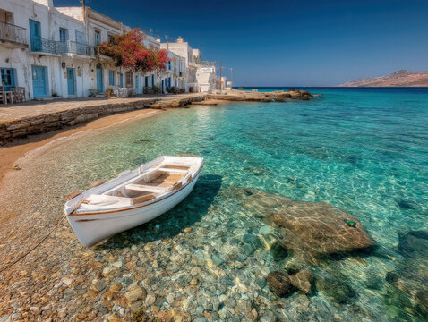 The peaceful harbor of Pserimos island in Greece.