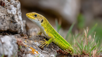 Obraz premium Timon lepidus ocellated lizard on a rock