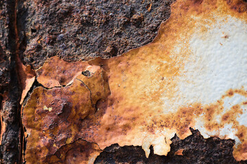 Close-Up of Rusty Metal Surface with Peeling Paint and Texture