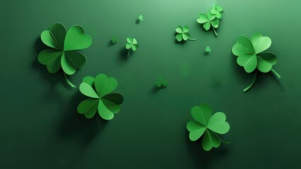 Green shamrocks on a dark background