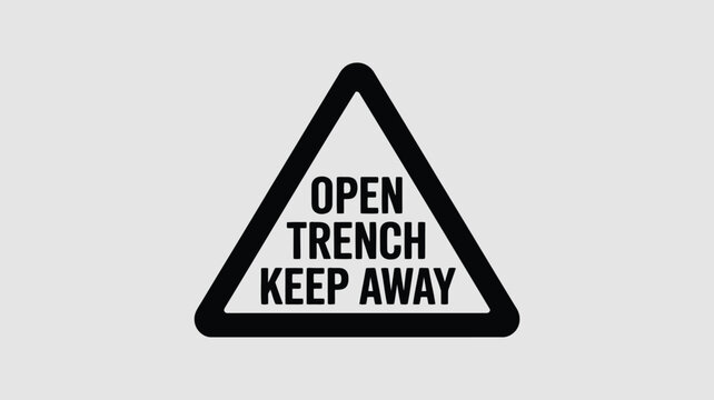 Warning sign for open trench with keep away message