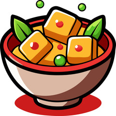 Delicious Spicy Tofu Bowl Icon for Food Branding