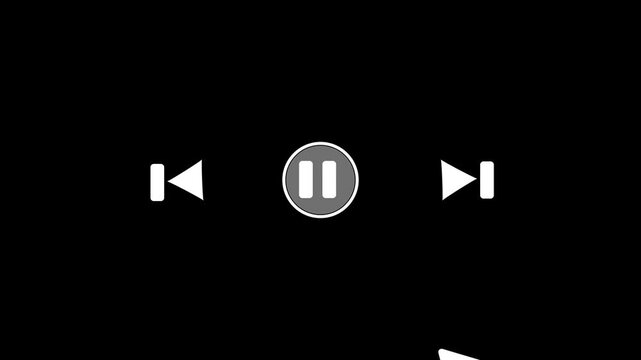 Media Player Controls with Cursor on Black Background playback navigation
