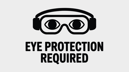 Fototapeta premium Mandatory eye protection warning sign with goggles and headset