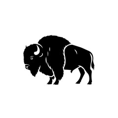 Silhouette of a buffalo isolated on white background, Vector