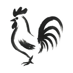 Obraz premium PNG Minimalist rooster ink illustration.