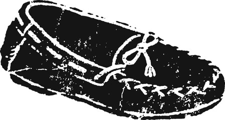 Obraz premium Single moccasin shoe with detailed stitching and lace tie, casual footwear design illustration