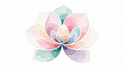 Fototapeta premium Watercolor painting of pink lotus flower on white background with the words.