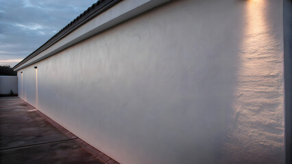 Angled View of Building with Horizontal Siding Panels and Paved Ground in Architectural Exterior Scene