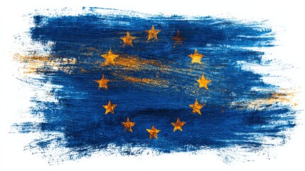 European Union flag design showing stars on blue background with orange accents