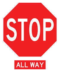 All Way Stop Sign R1-1 & R1-3P &ndash; MUTCD Traffic Vector