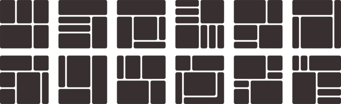 set of bento style grid layout templates for Ui Ux website design and photo collage