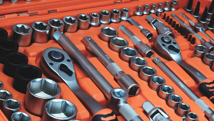 A toolbox with many different tools in it. There are many different sizes and shapes of tools