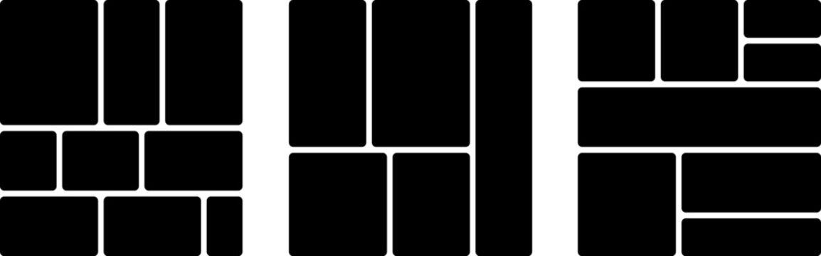 set of bento style grid layout templates for Ui Ux website design and photo collage