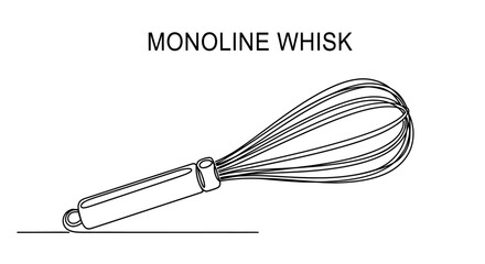 Monoline Whisk Kitchen Utensil Illustration.