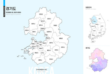 Obraz premium 깔끔한 경기도 윤곽선 지도