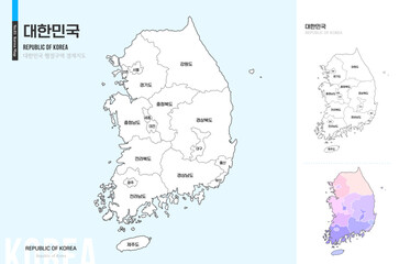 깔끔한 전국 윤곽선 지도
