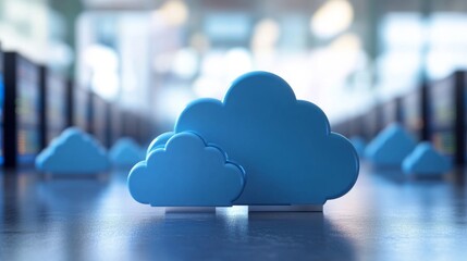 Cloud computing concept display modern office digital art contemporary environment close-up view innovation and technology