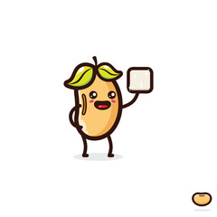 cute soybeans holding cartoon tofu