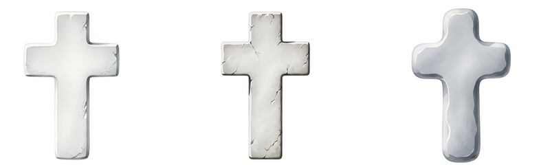 Fototapeta premium Three white crosses on transparent background