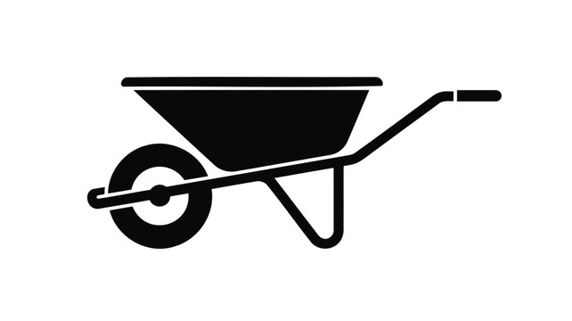 Modern black wheelbarrow for gardening and construction work
