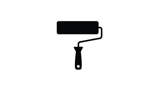 Black paint roller icon for decoration and renovation projects