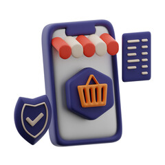 Online shopping 3d illustration