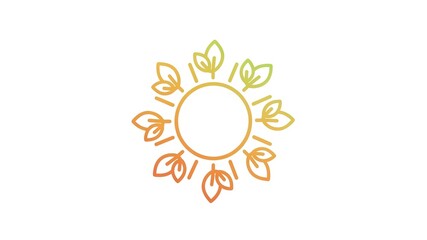 Naklejka premium Eco friendly sun logo with leaves