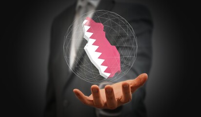 Qatar - country shape and flag - 3D illustration