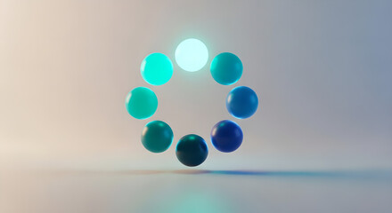 Loading Progress Circle Spheres Blue Gradient Abstract Digital