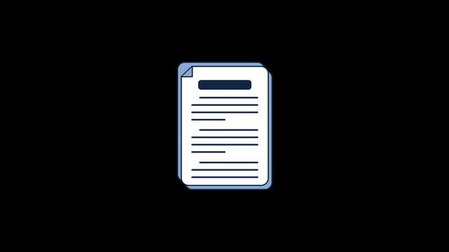 Animated Document Search Icon with Magnifying Glass on Transparent Background