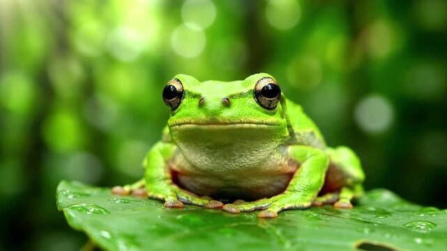 Exploring the dynamic interaction between an amphibian and its immediate natural surroundings, emphasizing the balance of a wild, untouched habitat. Contextual, interaction with habitat