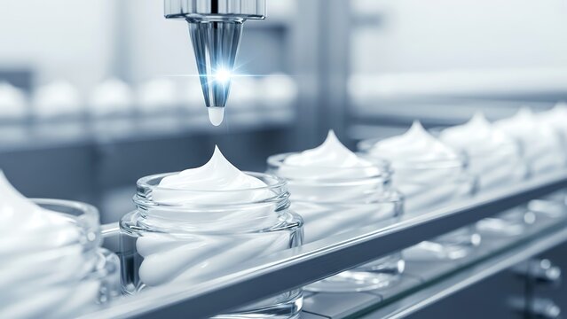 Whisking cream for smooth texture in a production line