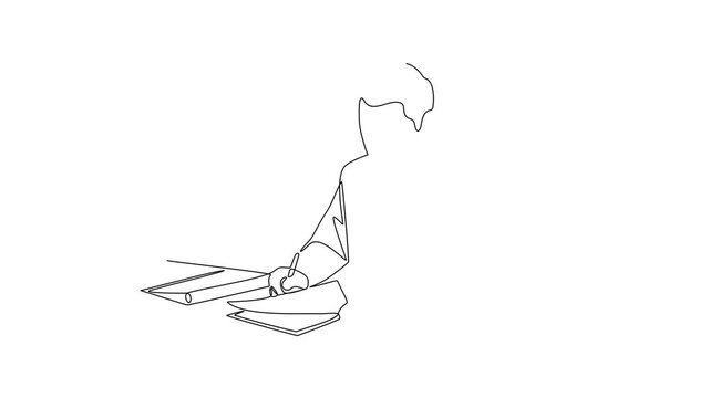 HR Desk Review. Recruitment Online and offline Concept. Single line draw design Video 4k. Footage graphic illustration