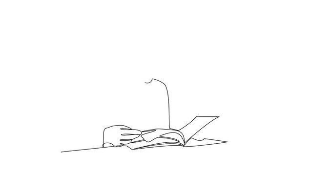 HR Reviewing Applications. Recruitment Online and offline Concept. Single line draw design Video 4k. Footage graphic illustration