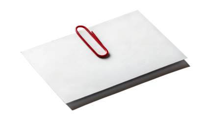 White Card with Red Paperclip isolated on transparent background