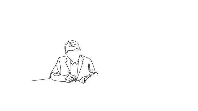 Offline Recruitment Training. Recruitment Online and offline Concept. Single line draw design Video 4k. Footage graphic illustration