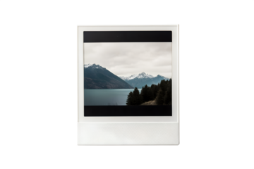 Mountain Scene In Instant Photo isolated on transparent background