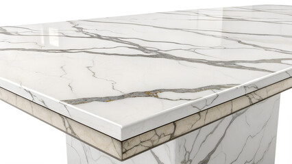 White Marble Slab Gray Veining isolated on transparent background