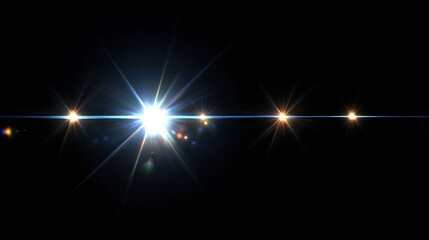 Bright lights create a striking display against a dark background. Flashes of light showcase a range of shapes and reflections in a bold manner