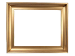 A gold picture frame sitting on a plain white background