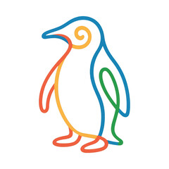 Obraz premium PNG Colorful abstract penguin outline