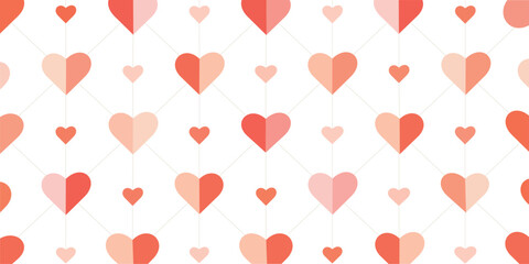 Heart seamless pattern background. Pink, peach, coral, red, cute, valentine's day card, wallpaper, wrapping, texture design celebration vector illustration.