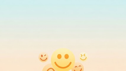 Happy yellow emoji faces on a gradient background, symbolizing joy and positive emotions.