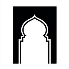 Architectural mosque entrance isolated on a transparent background
