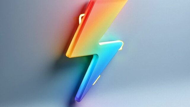 Abstract lightning bolt icon in different views with bright colors on gray background showing unique design and structure in a creative setting
