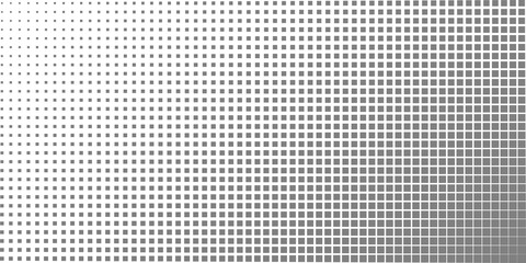 Abstract Grey Halftone Square Pattern Background with Gradient Transition on White Surface