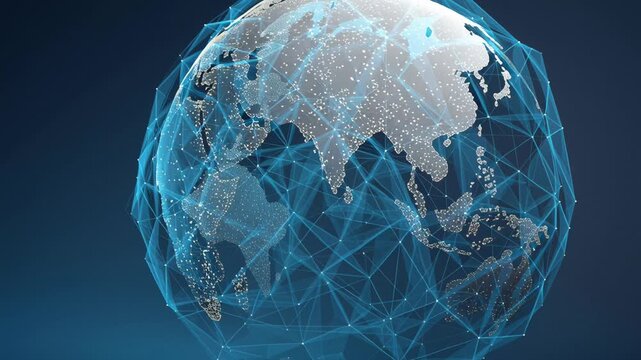 Connecting the world through a minimalist globe and abstract network design showing global interaction and communication